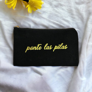 ‘Ponte Las Pilas’ Canvas Cosmetic Bag